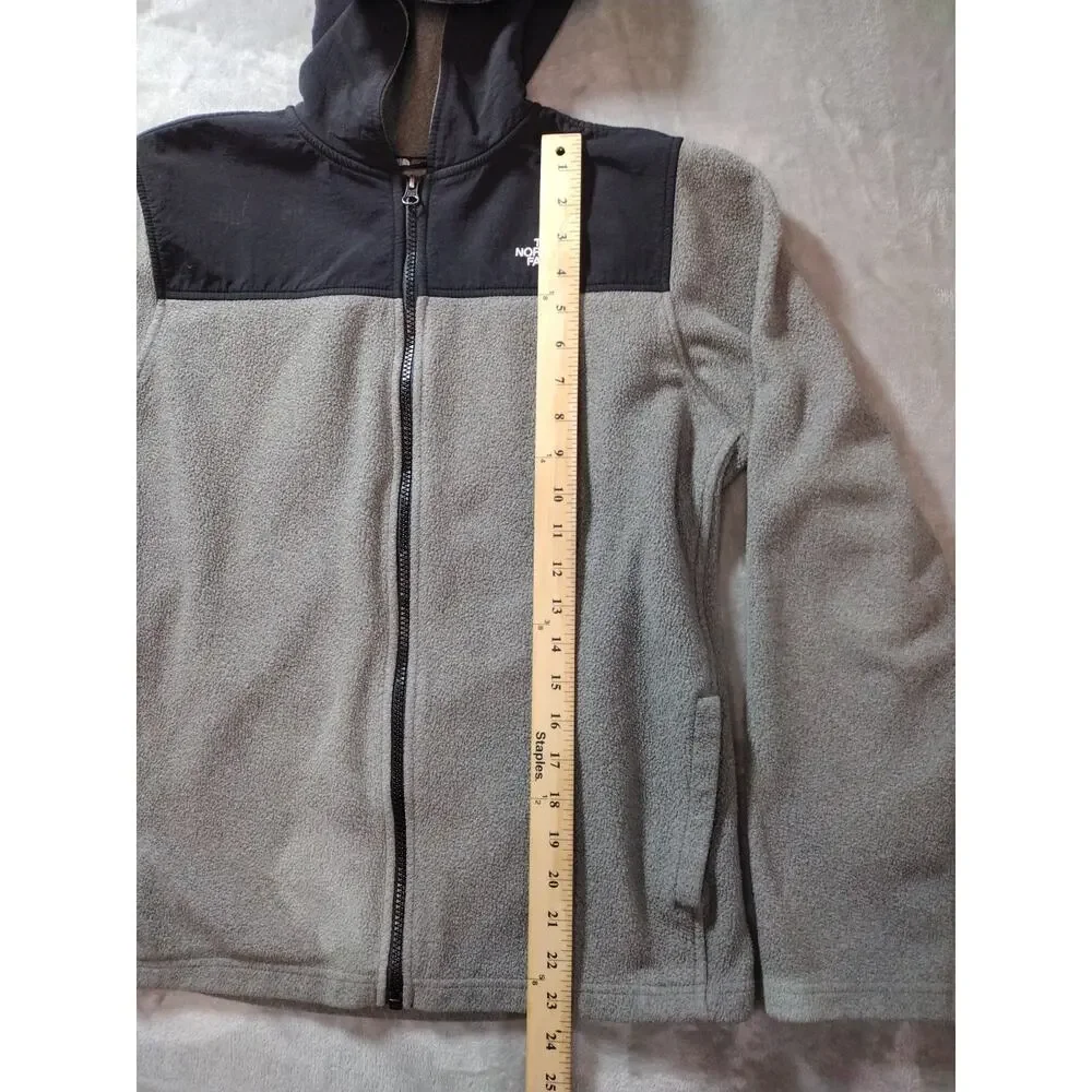The North Face Jacket Boys XL 16-18 Fleece Hooded Black Gray Gorpcore Outdoors